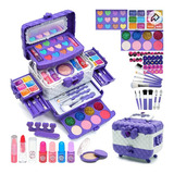 Kit Maquillaje Niños 54 Piezas, Real Lavable, Morado Y Blanc