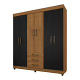 Guarda Roupa Casal 6 Portas 3 Gavetas Lion Freijó/preto Vell Cor Marrom