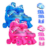 Patins Infantil Roller 4 Rodas + Capacete Proteção Ajustável