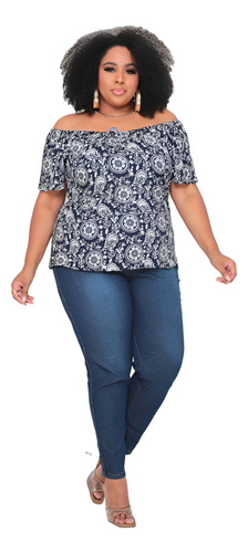 Blusa Ciganinha Donna Rosa Feminina Adulto Plus Size