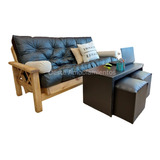 Combo Futon 3 Cpos + Colchon Reforzado + Mesa + 2 Puff