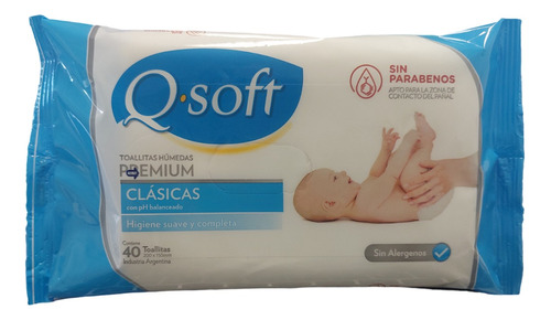 Q-soft Premium Toallitas Humedas Clásicas Ph Balanceado X40