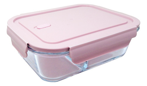 Refractario Rectangular De Cristal 650 Ml Color Rosa