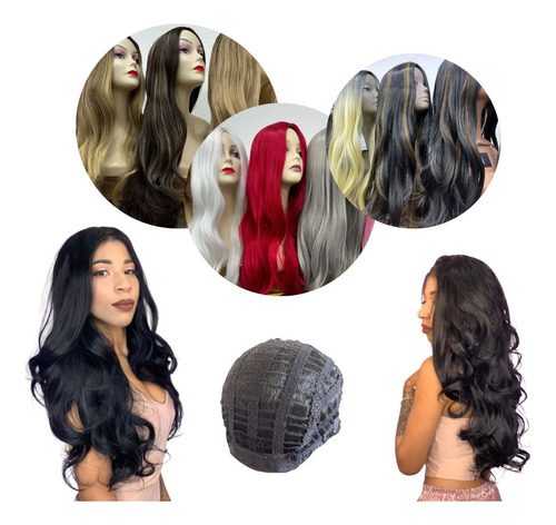 Peruca Orgânica Ondulada 65 Cm  Promoção + Touca Wig