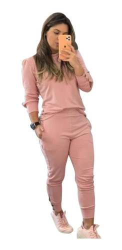 Conjunto Longo Calça E Blusa Moletinho Feminino