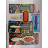 Kit Carda Cepillo Estética Canina Deslanador Peine Pulgas