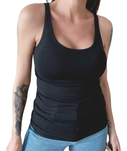 Musculosa Algodon Con Lycra Push Up Corpiño  Incorporado