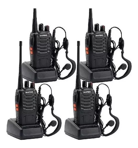 Set 4 Radios Baofeng 888 Mas Audifonos Y Baterias 2.800mah 