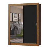 Guarda-roupa Madesa Dallas Plus 2 Portas Espelho 4 Gavetas Cor Rustic/preto