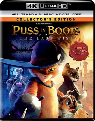 Gato Con Botas El Ultimo Deseo Pelicula 4k Uhd + Blu-ray