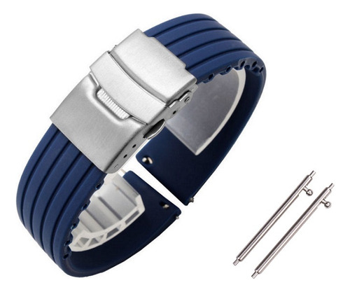 Pulseira 22mm Deployant Compatível Montblanc Engate Rápido Cor Azul-escuro