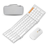 Teclado Plegable Y Mouse Bluetooth + Estuche + Stand Celu Bl