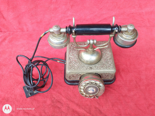  Telefone Antigo De Disco Made In Japan Em Bronze.
