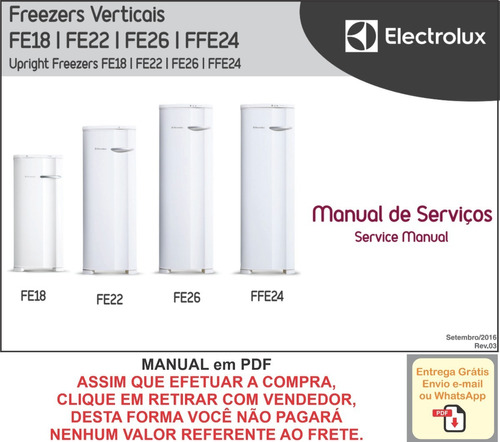 Manual De Serviço Freezer Electrolux Fe18, 22, 26, Ffe24