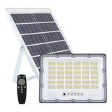 Refletor Solar Led 100w Placa Bateria Bivolt - Branco Frio