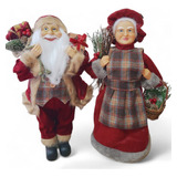 Casal Boneco Papai Noel E Mamãe Noel Decoração De Natalina