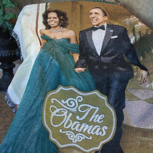 Expresiones Afroamericanas The Obamas Tapestry Throw (100% A