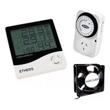 Combo Termohigrometro Con Sonda + Timer 10amp + Cooler