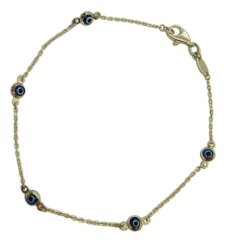 Pulsera Pulso Esclava Oro 10k Kilates Ojo Turco 18.5cm Mujer