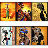 Juego De 6 Cuadros De Arte Africano, Pintura De Tema É...