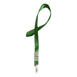 50 Lanyards Verdes 1,5x45cm Gancho Plastico Portacredencial 