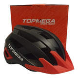 Casco Bicicleta Topmega Mtb 20/26 Vent Visera 55-61mm Color Rojo 20 Ventilaciones Talle 51-61