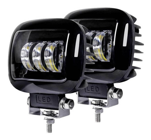 Par Faro Cuadrado O Redondo 3 Led 30w 5'' Lupa 6d Moto 