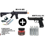 Paquete Marcadora +2000bbs +5 Tanques Hk 416- Beretta 92a1 