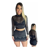 Conjunto De Saia E Crooped Festa Summer Balada Reveillon