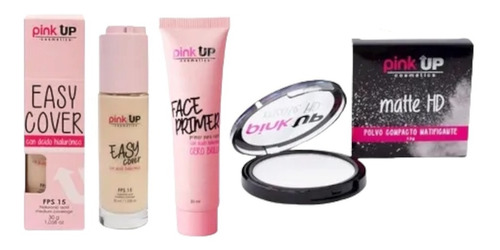 Maquillaje Easy Cover + Polvo Matificante + Primer Pink Up