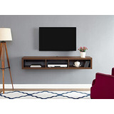 Mueble Para Tv Flotante Con Estantes De Madera Color Marrón