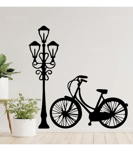 Vinilo Decorativo Bicicleta Farola Sticker De Pared Calcomania 170x170cm