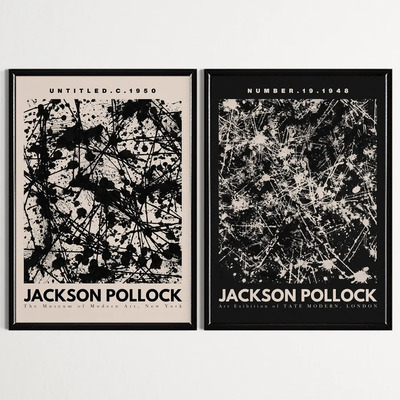 Cuadros Jackson Pollock Abstracto Museum Marco Madera Armazón Negro | Meses sin interés