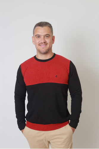 Suéter Masculina Adulto Preto/vermelho