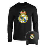 Real Madrid Camiseta Manga Larga Camibuso Gorra Combo