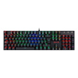 Teclado Gamer Redragon Mitra K551 Qwerty Outemu Blue Português Brasil Cor Preto Com Luz Rgb