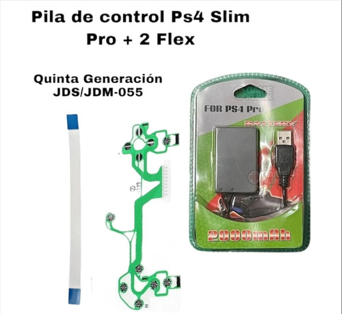 Kit Ps4 2 Membrana Flex Quinta Generación + Pila Slim Pro