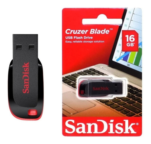 Pendrive Sandisk Cruzer Blade 16gb Negro/rojo