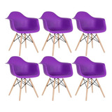 6 Cadeiras  Eames Wood Daw Com Braços Jantar Cozinha Cores Estrutura Da Cadeira Roxo