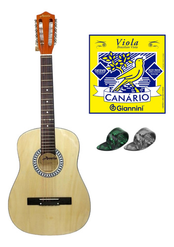 Kit Viola Caipira  Acústica Austin Canário E Dedeira