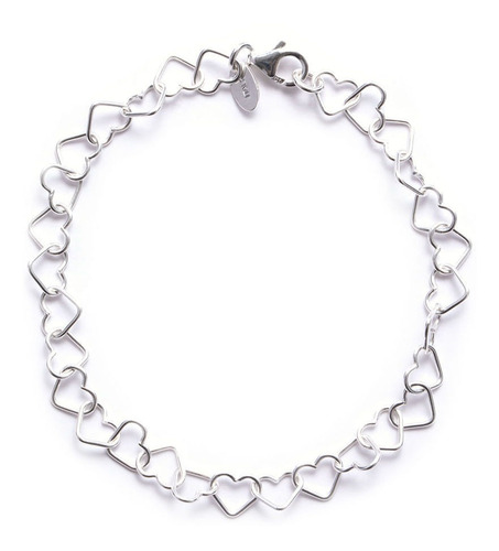 Pulsera Carmín Cute De Plata 925 Ss Color Plateado Largo 18 Cm