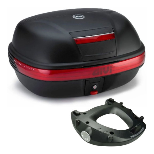 Baú Givi 46 Litros Monokey E460 Vermelho + Base M5 Monokey