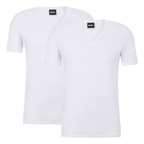 Camisetas Boss Slim Fit 2 Pack Cotton White/ Cuello V