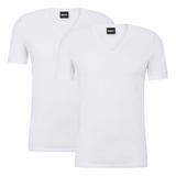 Camisetas Boss Slim Fit 2 Pack Cotton White/ Cuello V