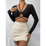 Camiseta Remera  Top Crop Fiesta Escotado Super Sexy Shein