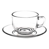 Taza Y Plato De Vidrio Para Café Con Leche Doble O Té X1 Uni