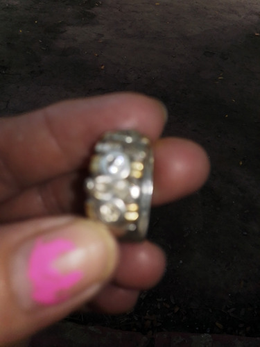 Anillo De Plata Y Oro Con Piedr A