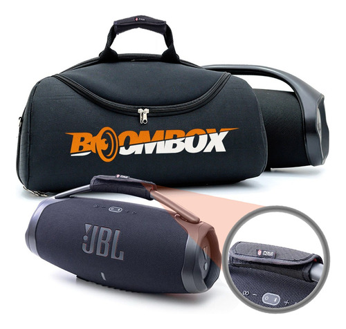 Kit Bolsa Case P/ Jbl Boombox 3 + Protetor De Alça Ombro Top