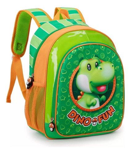 Mochila Estampa Dinossauro P/ Menino Em 3d Pequena Cor Verde