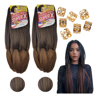 Kit 2 Pacotes Cabelo Jumbo Super X Para Tranças 400g + Anéis Cor Ombre Hair Dourado T2\u002F30 | MercadoLivre